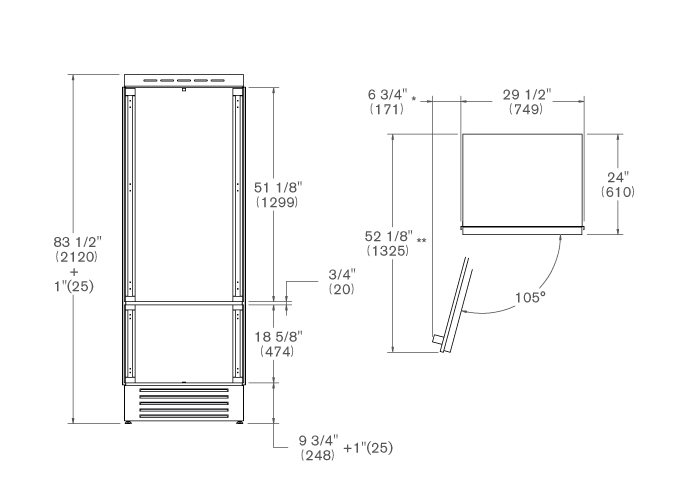 75 cm kyl och frys för inbyggnad, redo för panel, vänsterhängd dörr