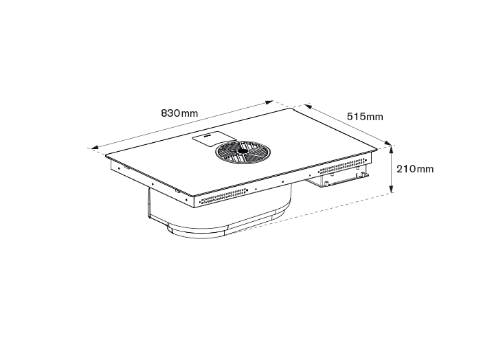 80 cm induction hob with integrated hood