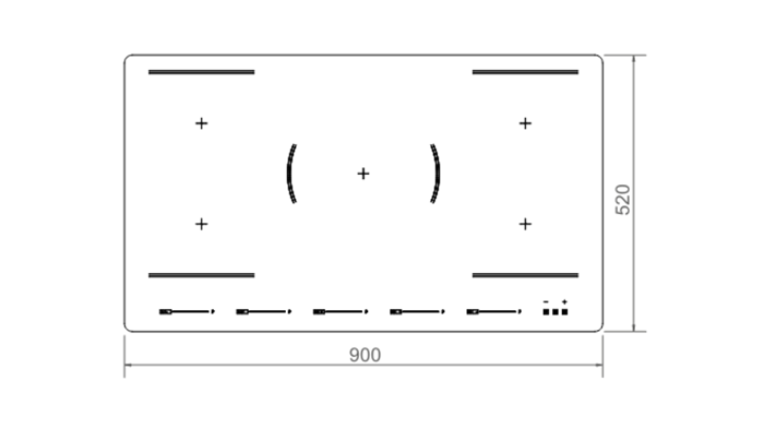 90 cm induktionshäll, 2 multizoner