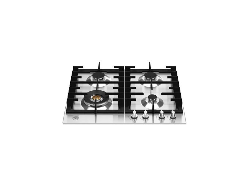 60 cm gas hob with wok - Stainless Steel