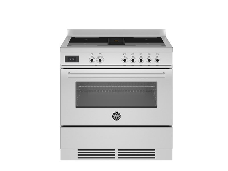 90 cm Air-Tec cooker with induction top and integrated hood, electronic oven - Stainless Steel