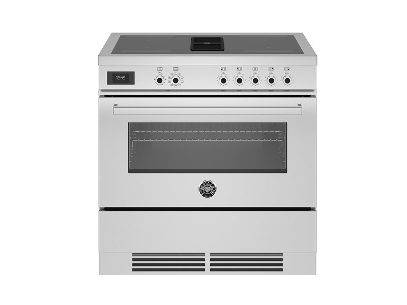 90 cm Air-Tec cooker with induction top and integrated hood, electronic oven - Stainless Steel
