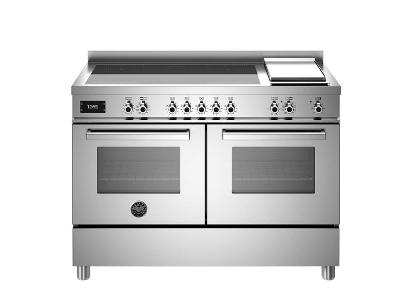 120 cm induction top + griddle, electric double oven - Stainless Steel