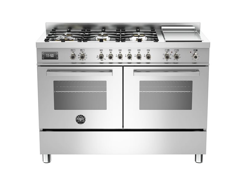 120 cm 6-burner + griddle, Electric Double Oven - Stainless Steel